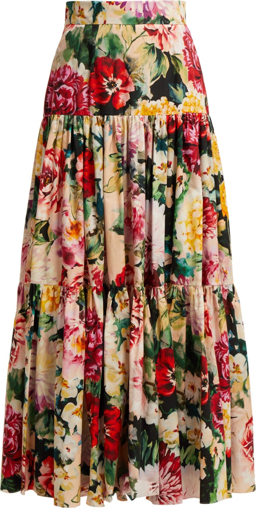 Dolce & Gabbana Tiered floral-print cotton skirt