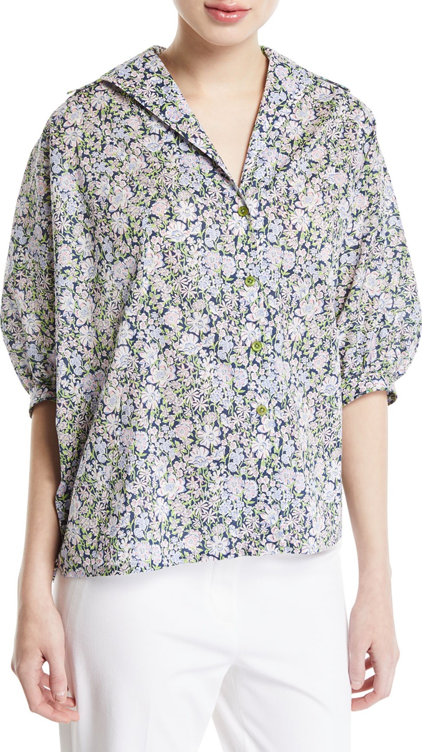 Zac Posen Liberty Cotton Oversized Shirt