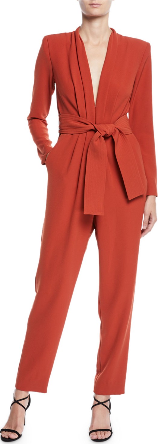 A.L.C. Kieran Belted Long-Sleeve Jumpsuit