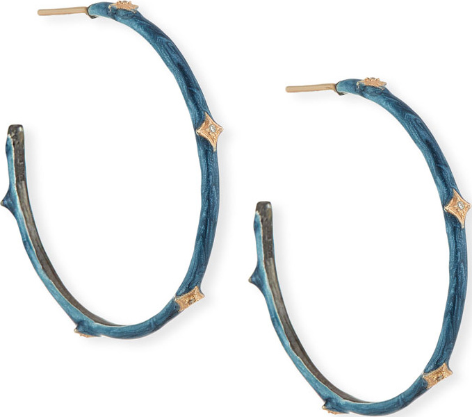 Armenta New World Diamond Crivelli & Enamel Hoop Earrings