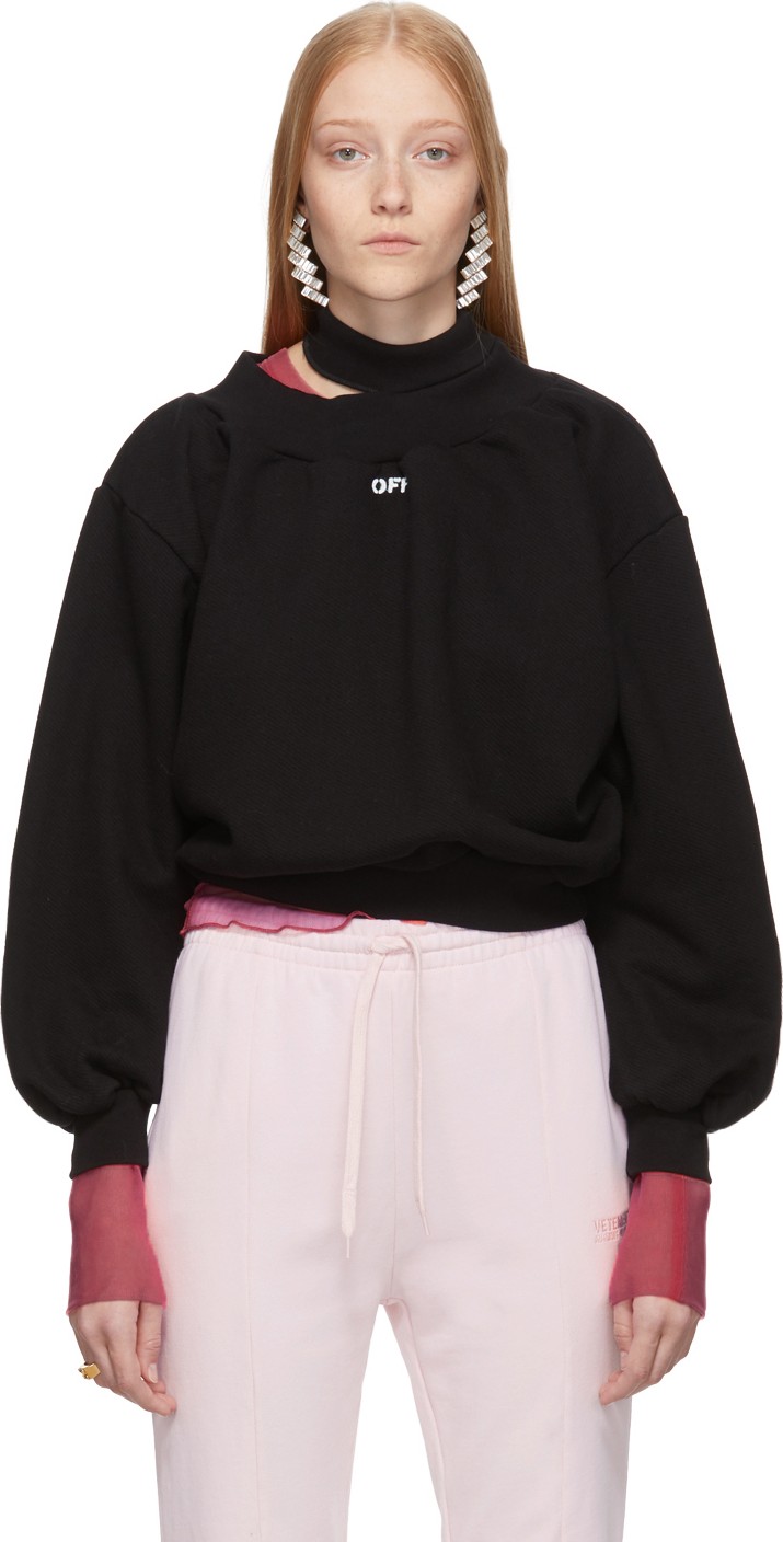 Off White SSENSE Exclusive Black Trashed Sweatshirt