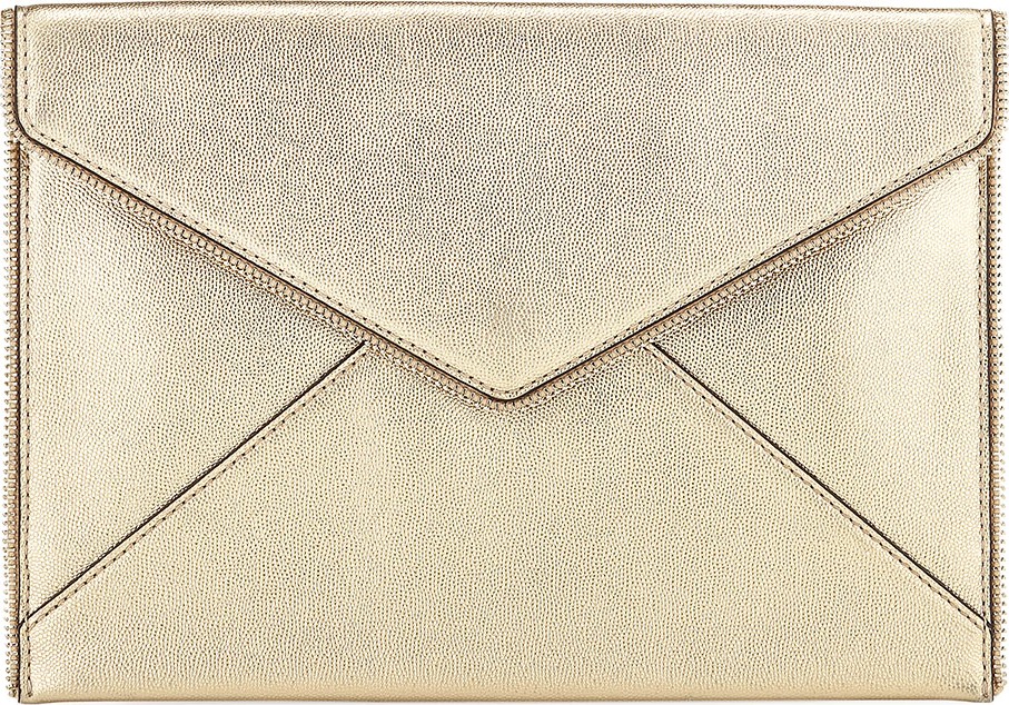 Rebecca Minkoff Leo Zip-Trim Metallic Leather Clutch Bag