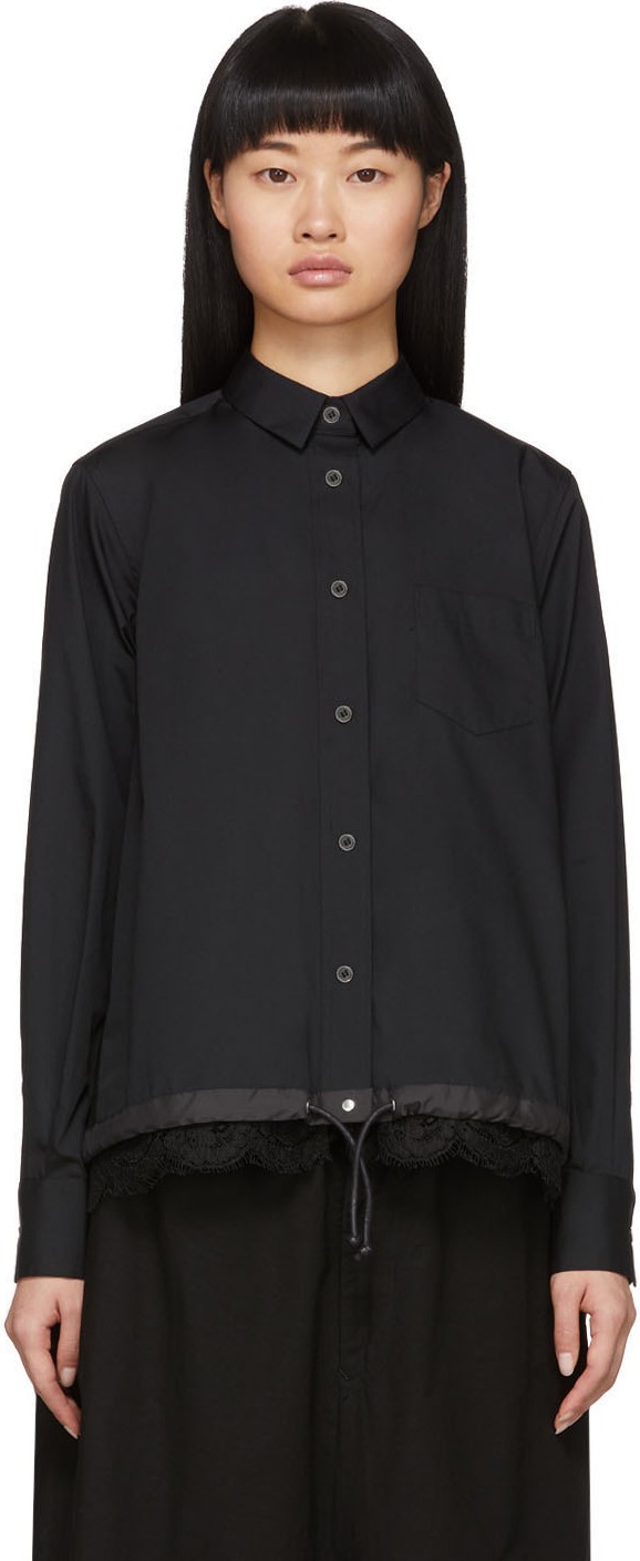 Sacai Black Lace Hem Shirt