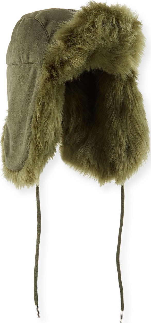 Charlotte Simone Fashion Helmet Trapper Hat w/ Faux Fur Lining
