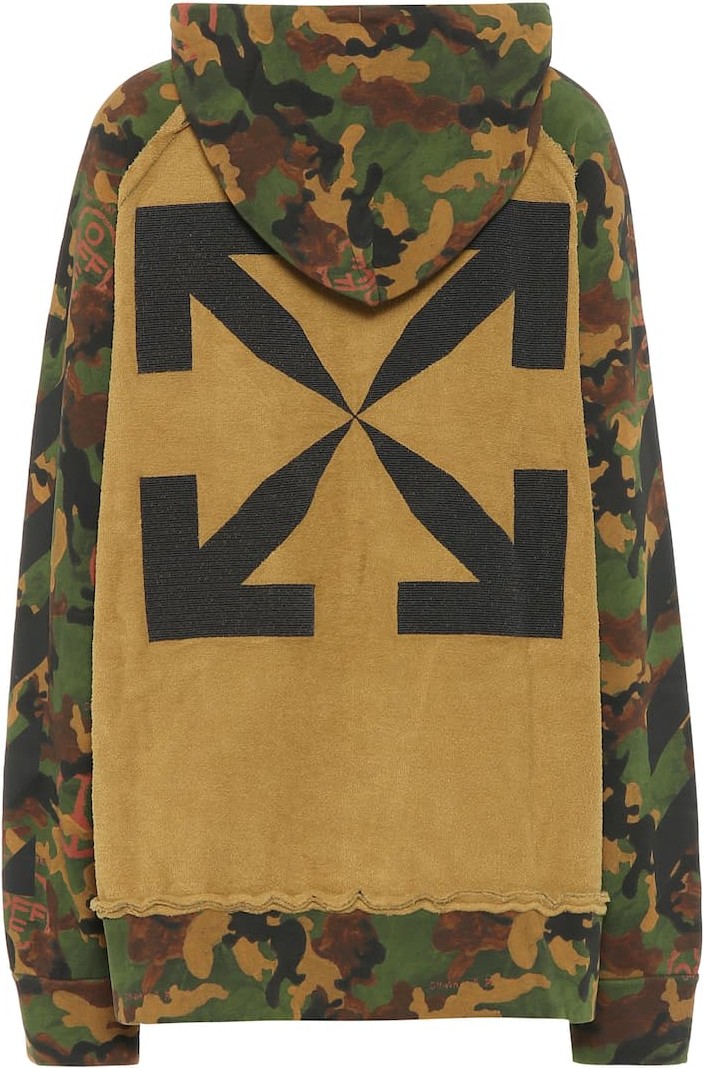Off White Printed camo cotton hoodie