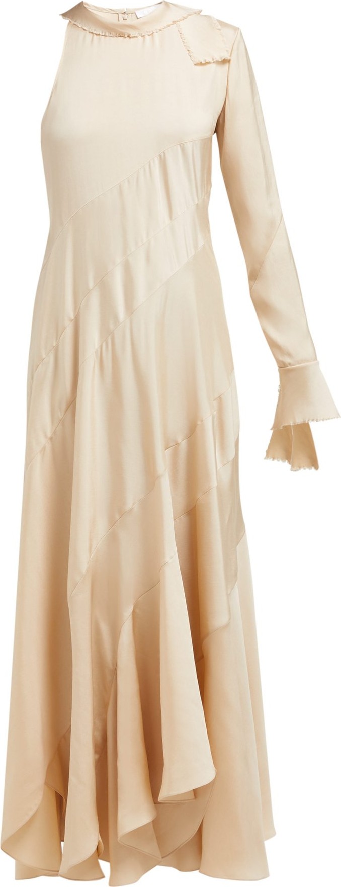Chloe One-sleeved silk-twill maxi dress
