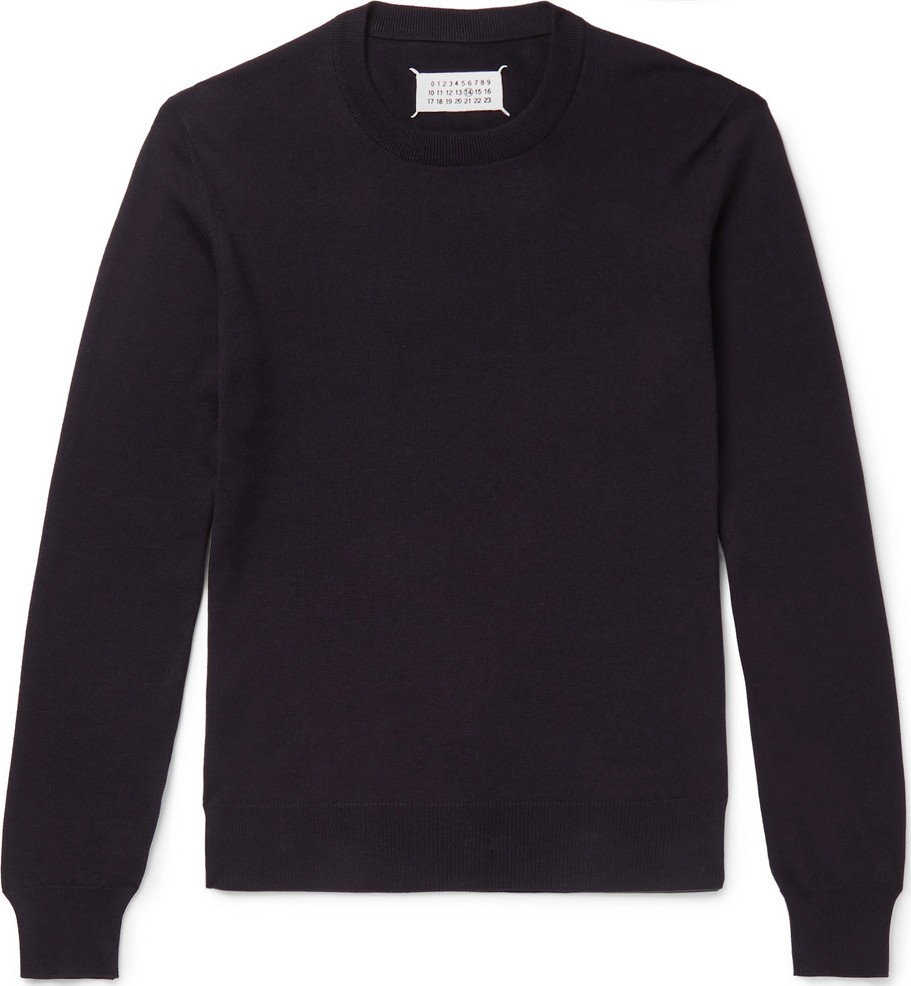 Maison Margiela Suede Elbow-Patch Cotton and Wool-Blend Sweater