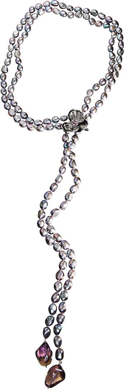 Michael Aram Orchid Lariat Necklace with Stone Detail