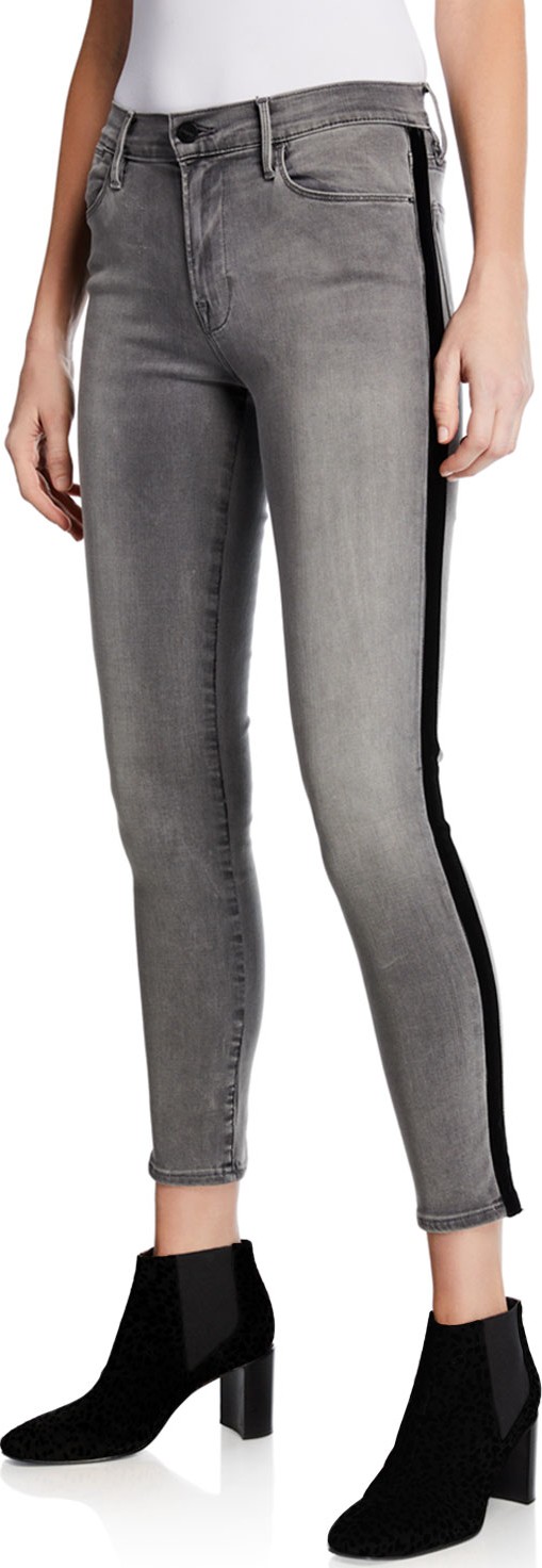 FRAME DENIM Le High Skinny Velvet Tux Ankle Jeans