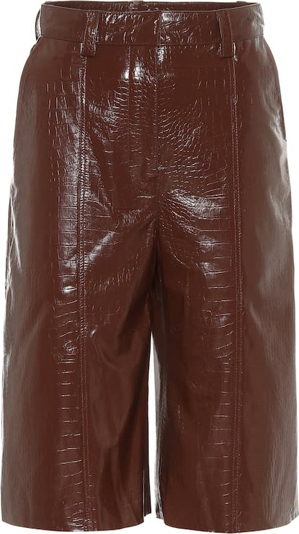 DODO BAR OR High-rise leather Bermuda shorts
