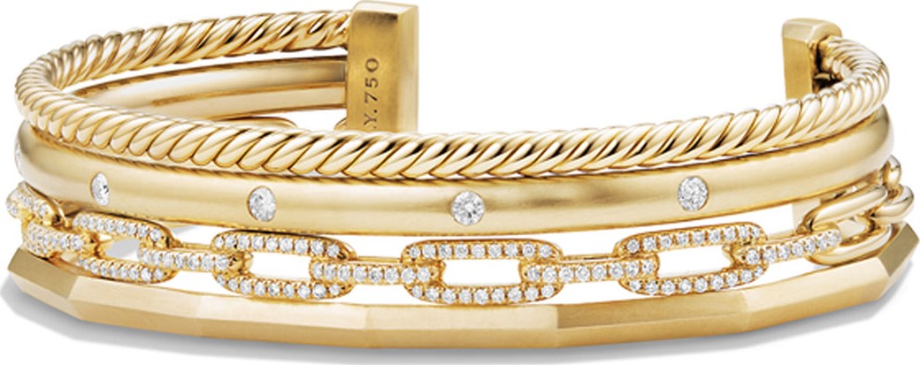 David Yurman Stax 18k Gold Four-Row Cuff Bracelet