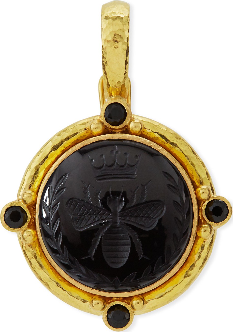 Elizabeth Locke 19k Queen Bee Carved Onyx Pendant