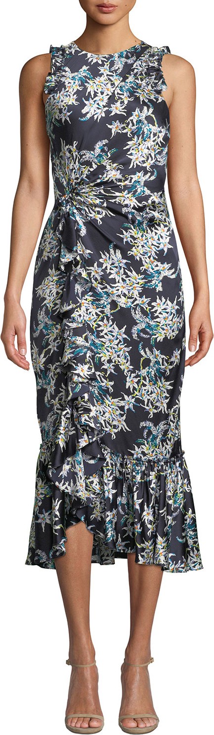 Cinq A Sept Mirna Floral-Print Flounce Cocktail Dress