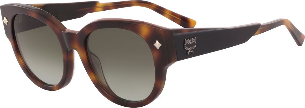 MCM Round Acetate Sunglasses w/ Leather Wrapped Arms