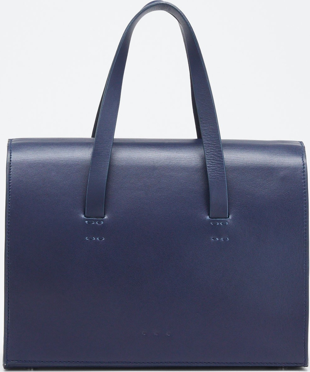 Aesther Ekme Leather New Mini Barrel Satchel Bag  Navy