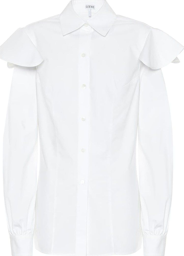 LOEWE Capped-sleeve cotton shirt