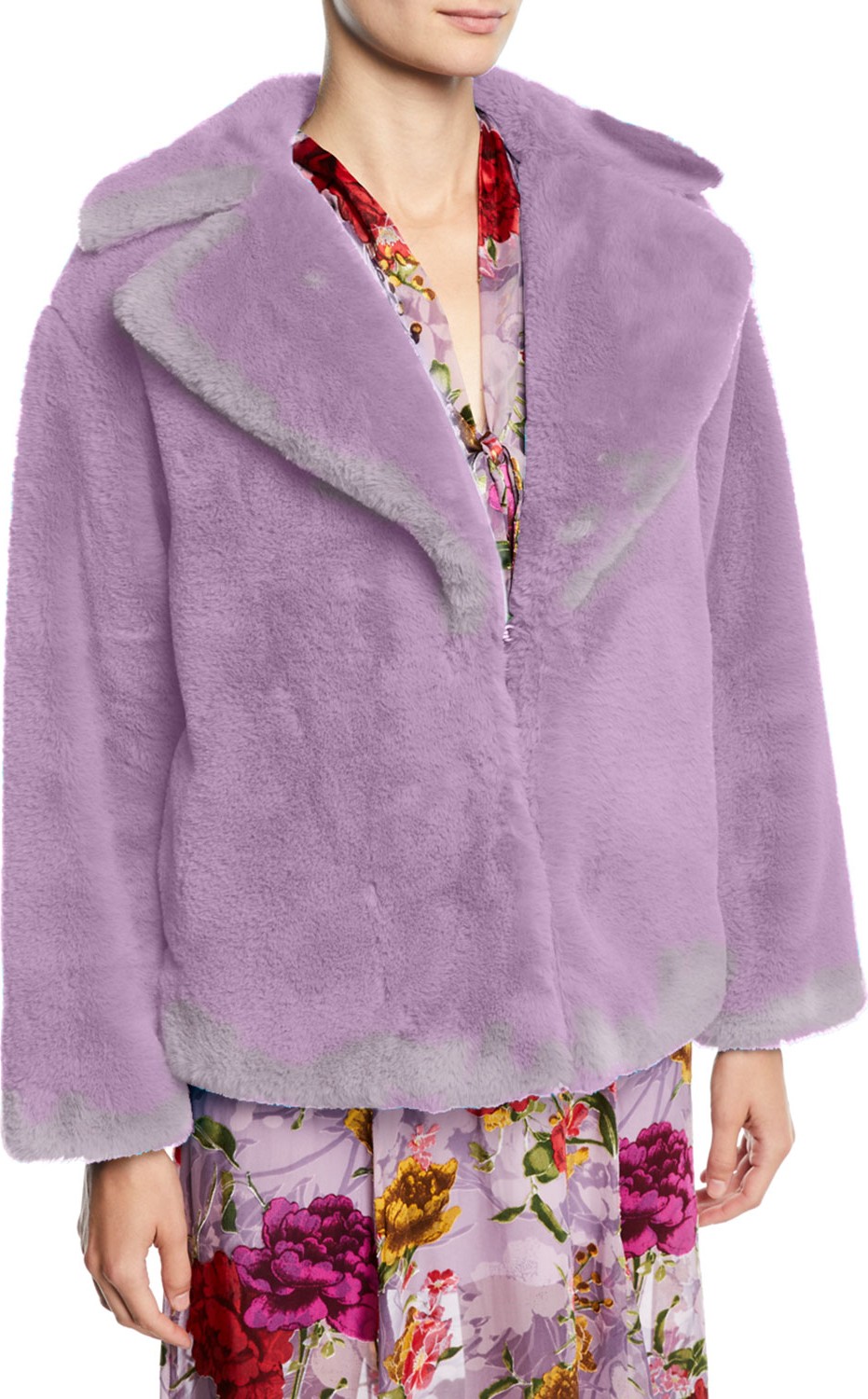 Alice + Olivia Thora Faux-Fur Oversized Coat