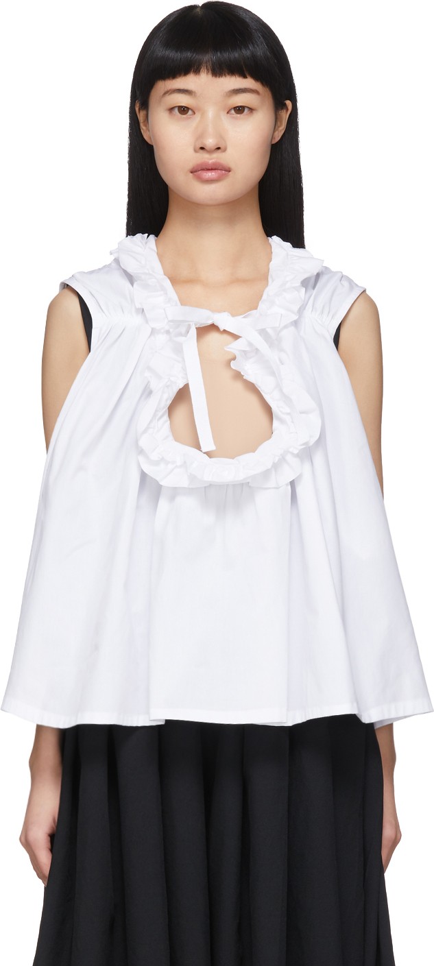 Tricot Comme des Garçons White Frill Collar Blouse