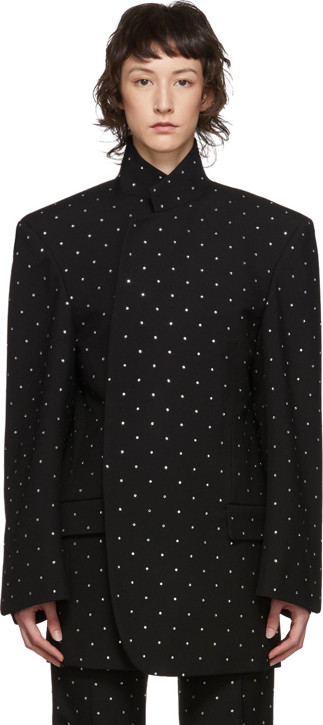 Balenciaga Black Wool Strass Shifter Blazer