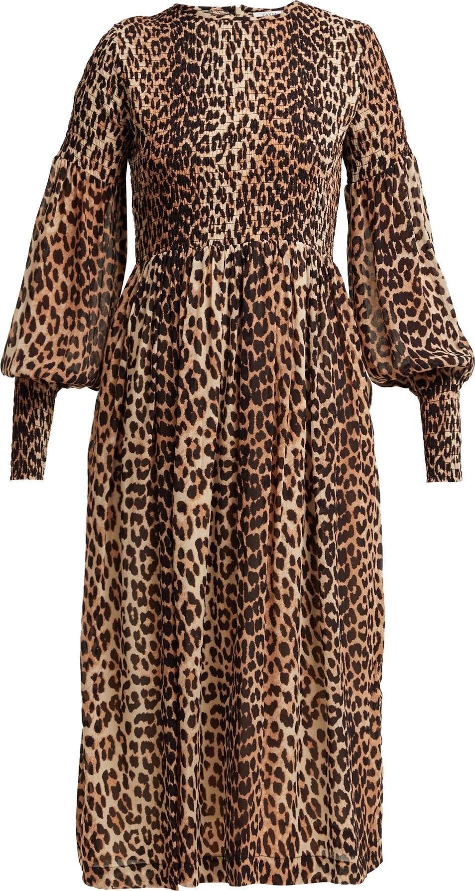 Ganni Mullin leopard-print georgette midi dress