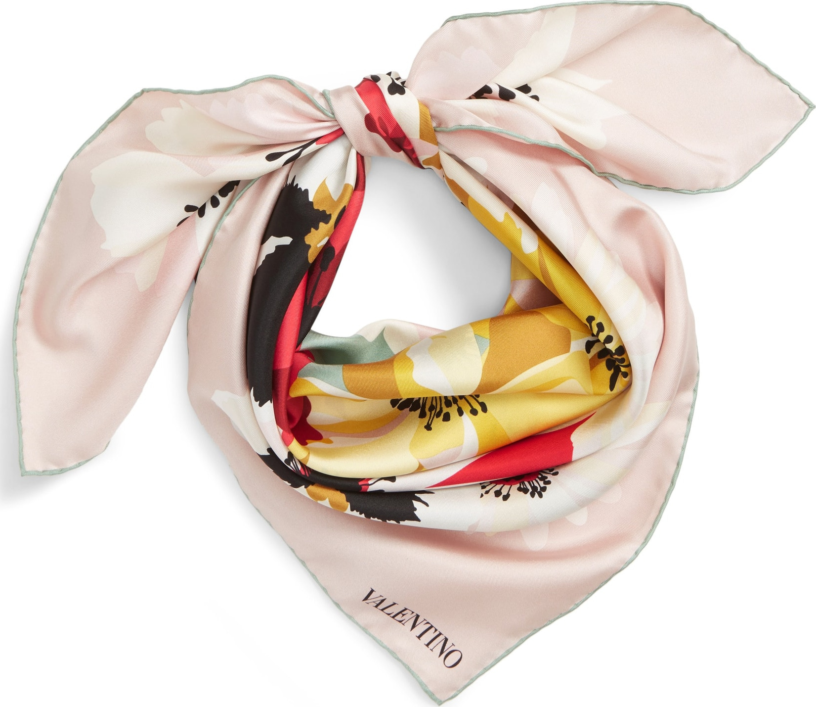 Valentino Multiflower Silk Twill Square Scarf