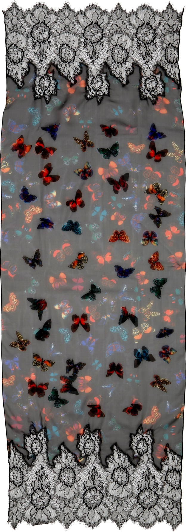 Valentino Embroidered Butterfly Lace Silk Scarf