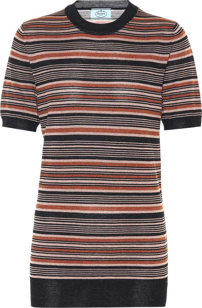 Prada Striped metallic wool-blend sweater