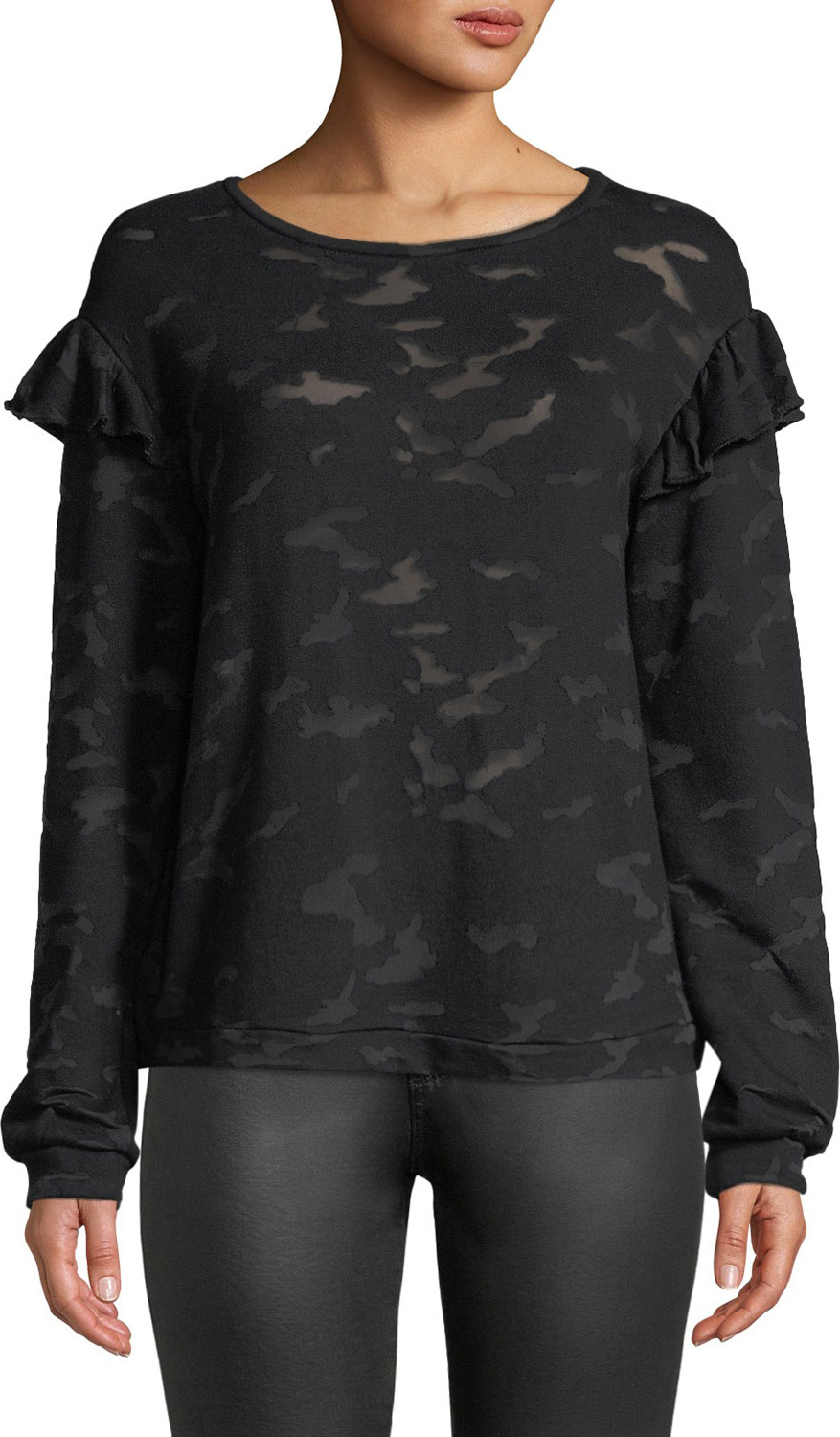 Generation Love Oliver Burnout Camo Tee with Ruffles