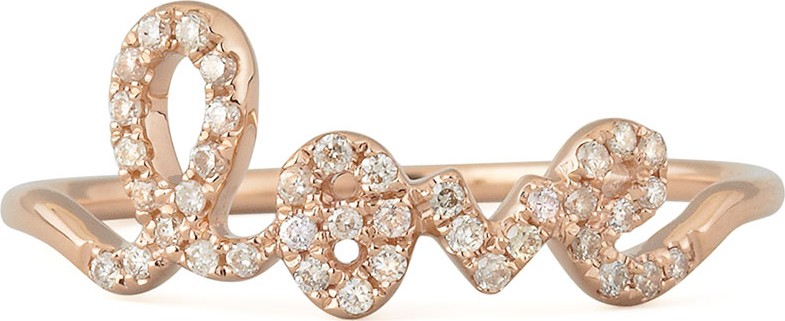 Sydney Evan 14k Gold Diamond Love Script Ring