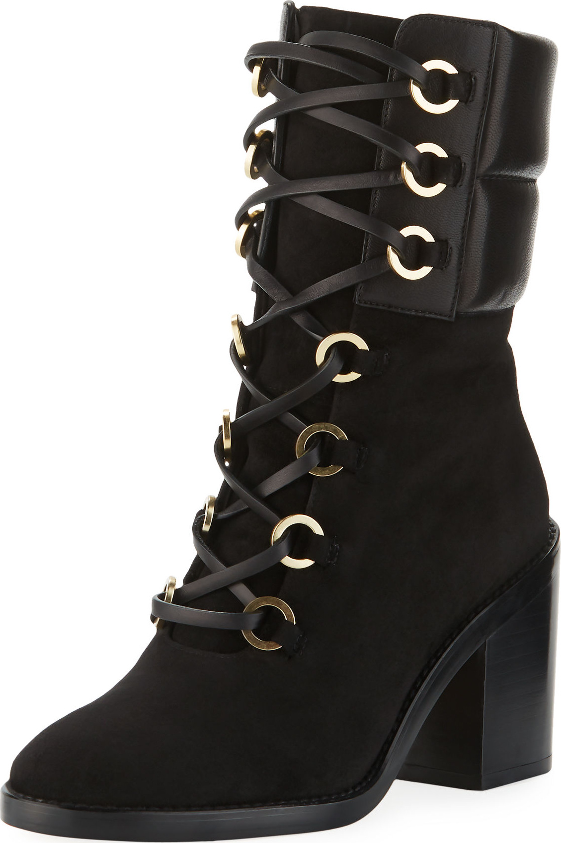 Stuart Weitzman Watson Tall Block-Heel Combat Boots