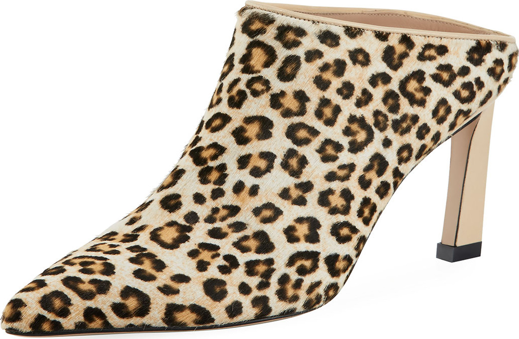 Stuart Weitzman Mira Leopard Fur High Mule