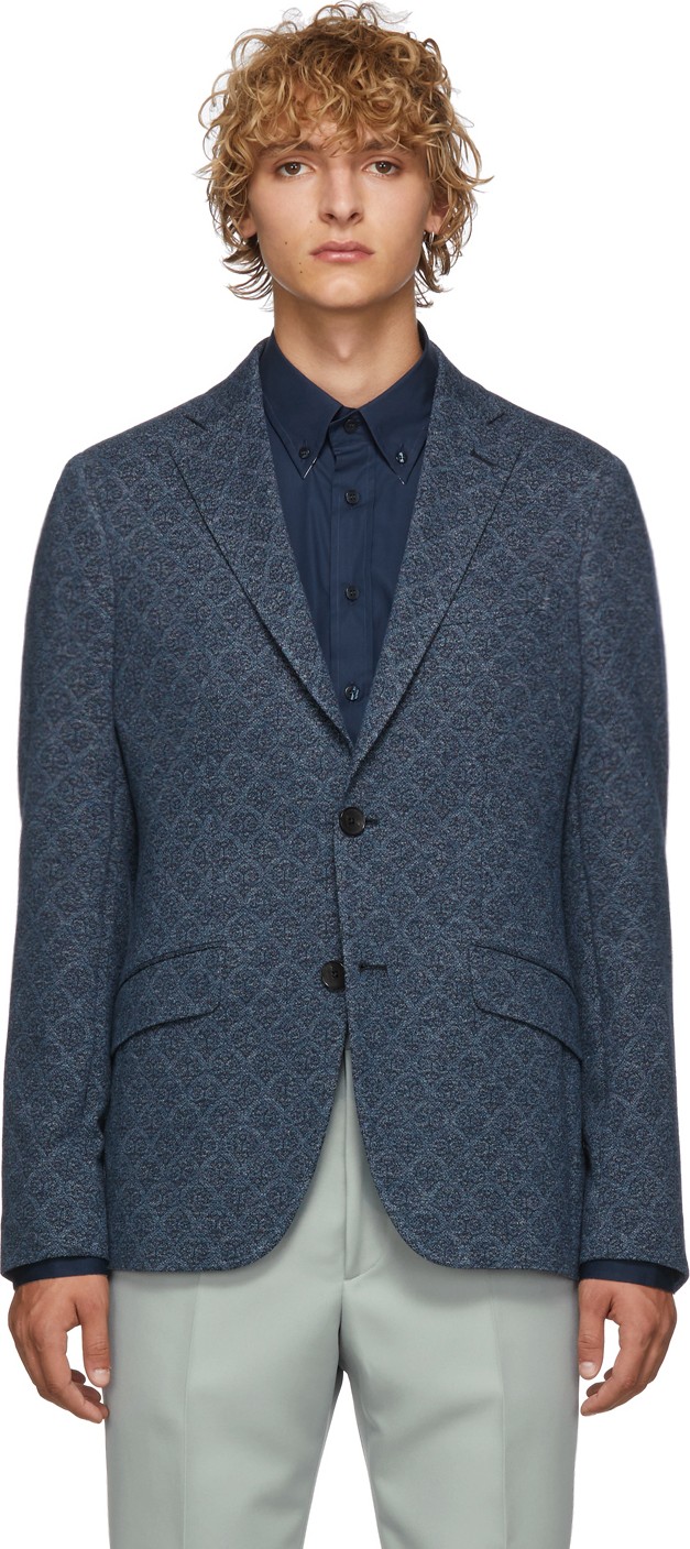 Etro Blue Morbida Regular Fit Blazer
