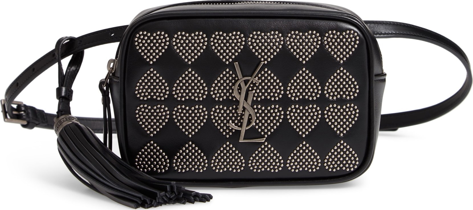 Saint Laurent Micro Lou Stud Hearts Calfskin Leather Belt Bag