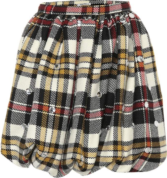 Miu Miu Checked wool miniskirt