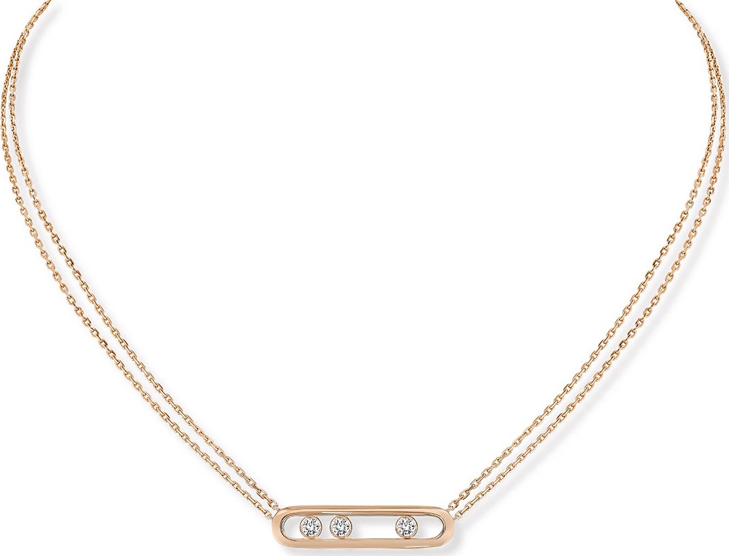Messika Move 18k Pink Gold 3-Diamond Necklace