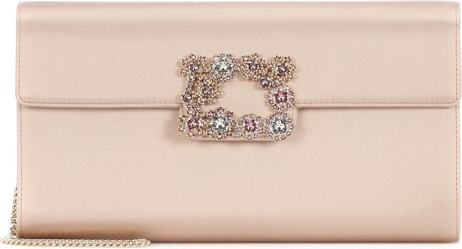 Roger Vivier Flower Buckle satin clutch