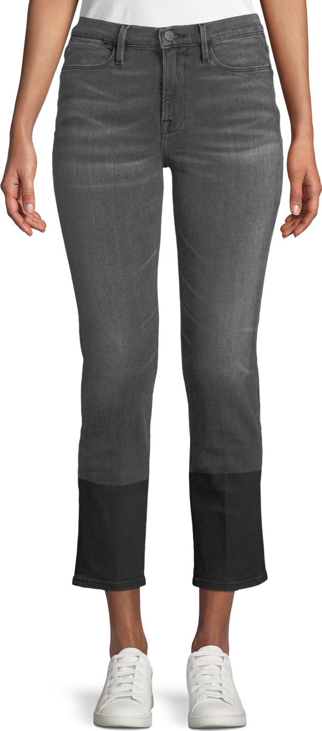 FRAME DENIM Le High Straight-Leg Cropped Jeans w/ Coated Hem