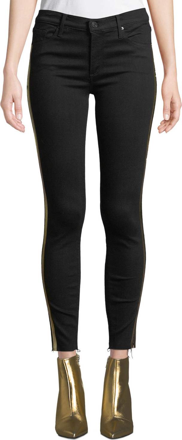 Black Orchid Noah Ankle Fray Skinny Jeans w/ Gold Racer Stripes
