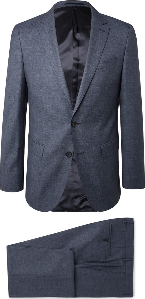 HUGO BOSS Navy Slim-Fit Puppytooth Virgin Wool Suit