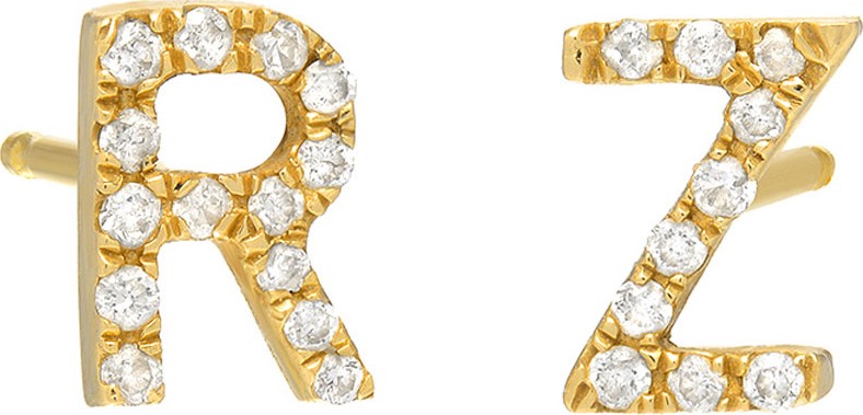ZOE LEV Personalized Diamond Initial Stud Earrings in 14K Yellow Gold