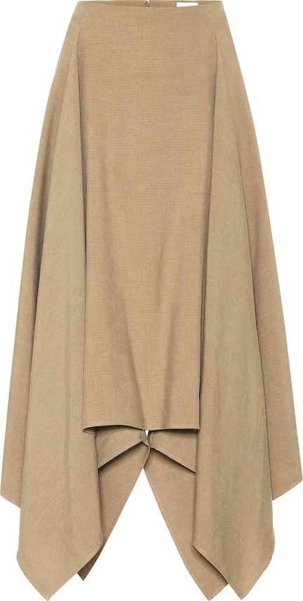 Salvatore Ferragamo Asymmetrical linen and silk skirt