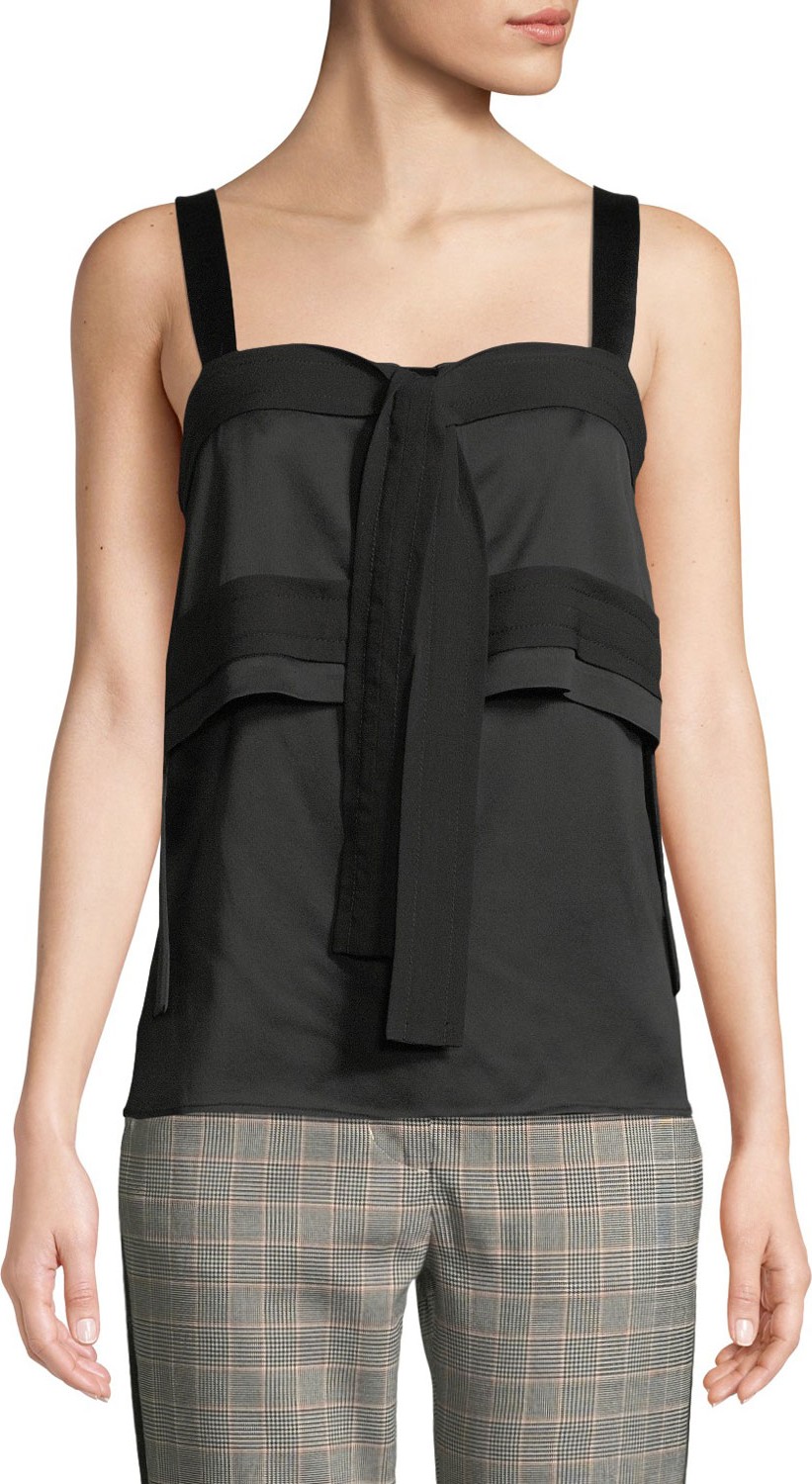 3.1 Phillip Lim Square-Neck Tie-Front Tiered Crepe Tank