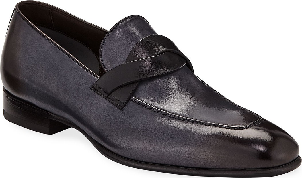 TOM FORD Men's Twist-Front Leather Loafers