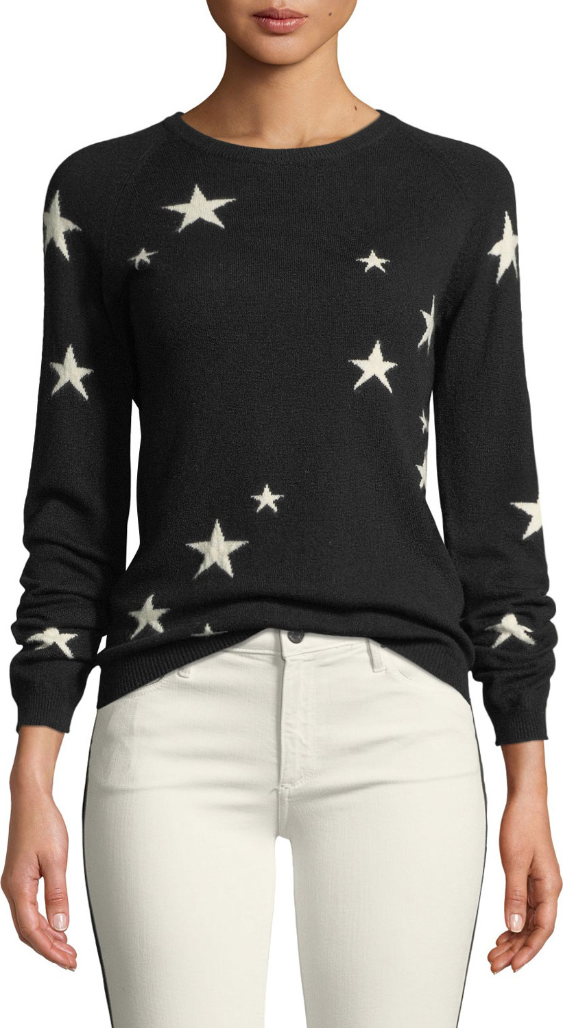 Chinti And Parker Star Cashmere Intarsia Crewneck Sweater
