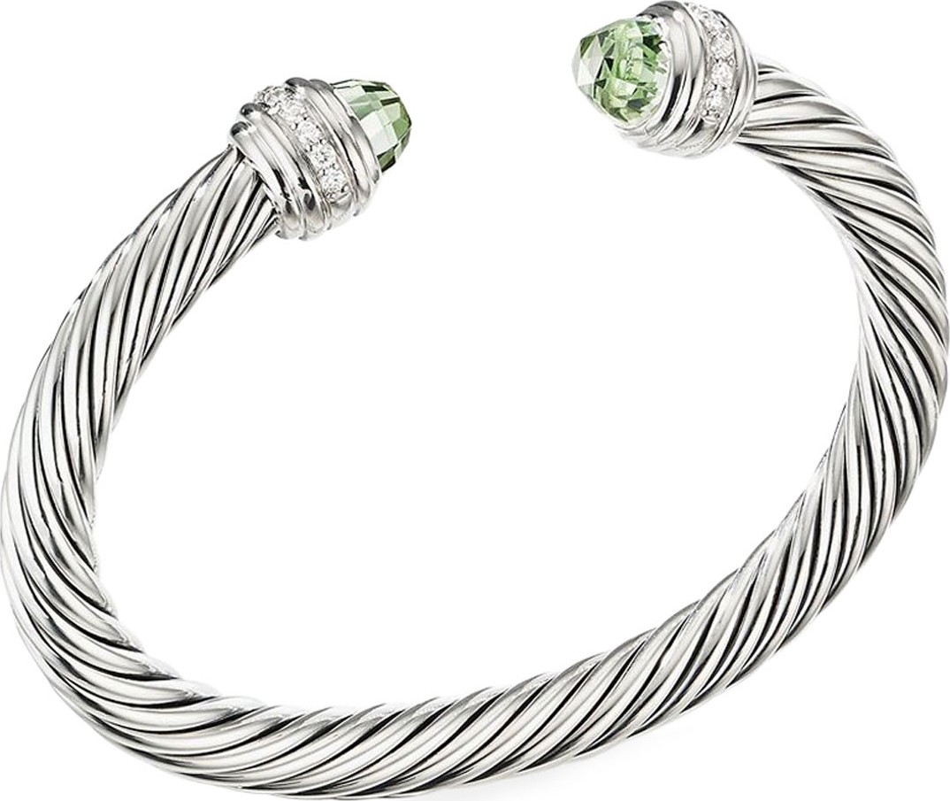 David Yurman Cable Bracelet w/ Diamonds & Prasiolite