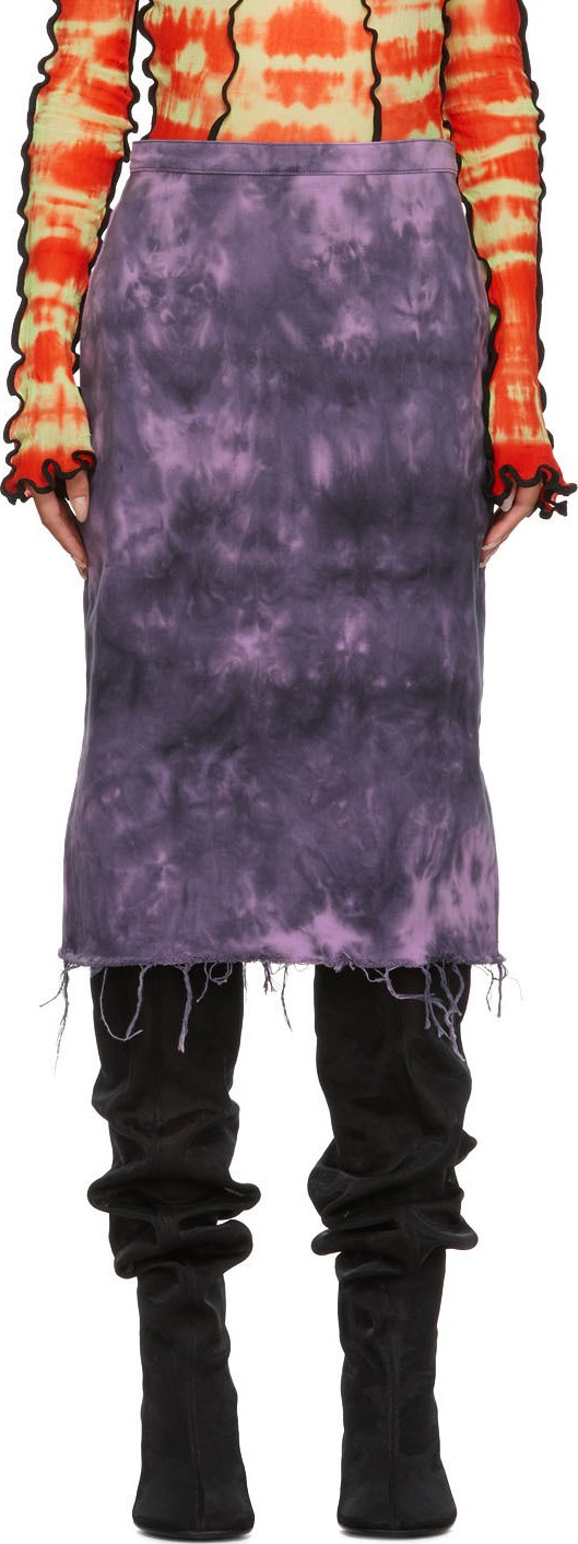 Marques'Almeida Purple Tie-Dye Pencil Skirt