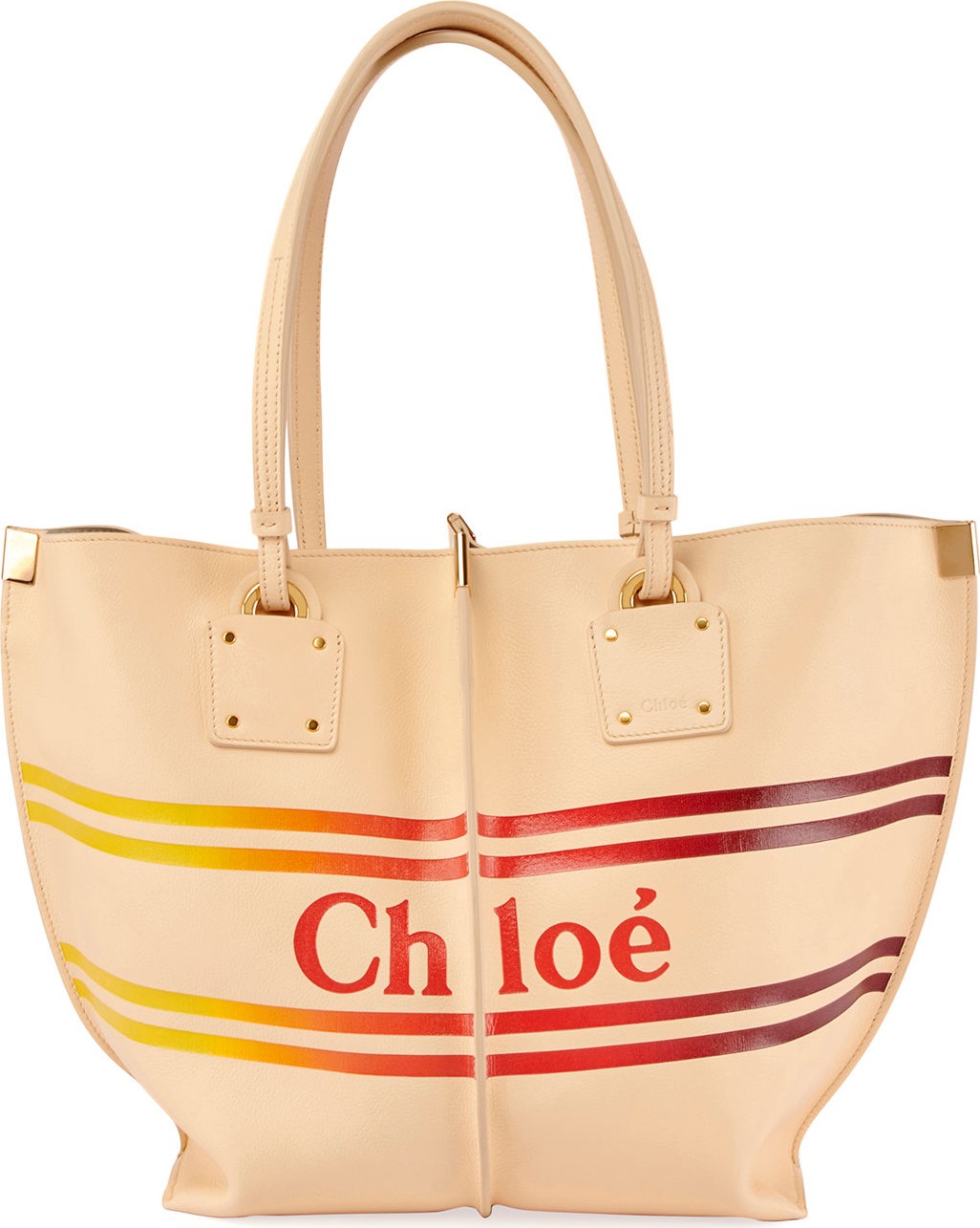 Chloe Vick Striped Logo Leather Tote Bag