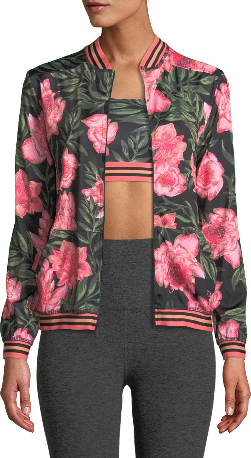 Beyond Yoga True Stripes Floral Bomber Jacket
