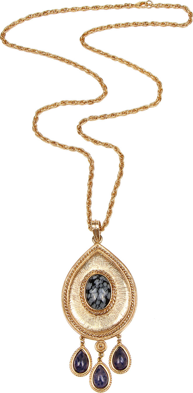 Ben-Amun Triple Lapis Pendant Necklace