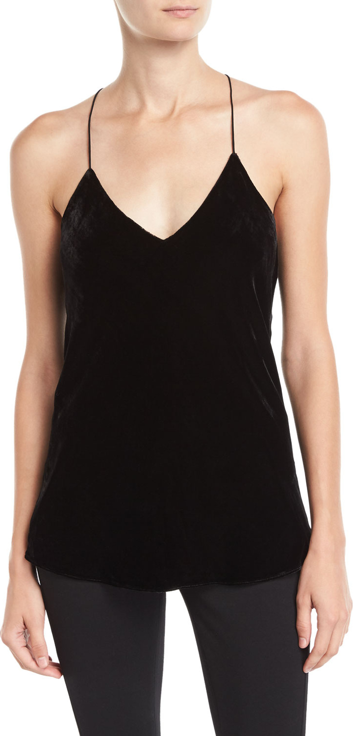 Theory Velvet Draped-Back Slip Top